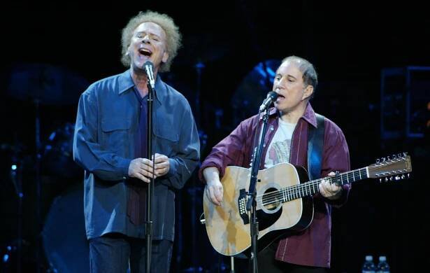 Simon and Garfunkel during Simon and Garfunkel open the "Old Friends" tour in Detroit, touring together for the first time in 20 years at Palace of Auburn Hills in Auburn Hills, Michigan, United States. (Photo by Jason