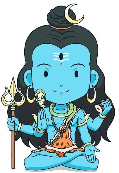 Kreslená postava lorda Shivy sedícího v lotosovém póze. Maha Shivaratri festival. — Ilustrace