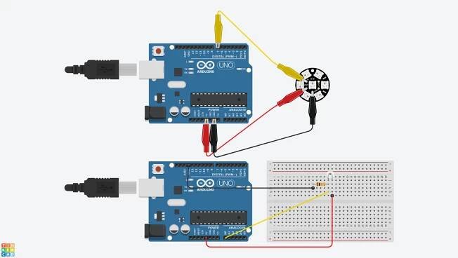 Schematics showing the 2 Arduinos set up