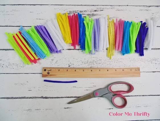 cutting pipe cleaners into 4 inch pieces