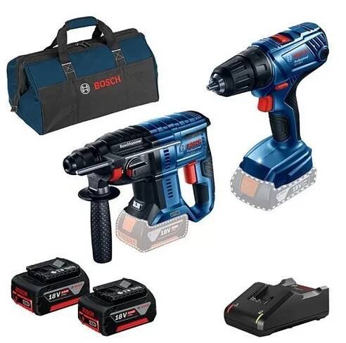 Aku set Bosch GBH 180-LI + GSR 180-LI + 2×GBA 18V 4,0Ah 0615990M31