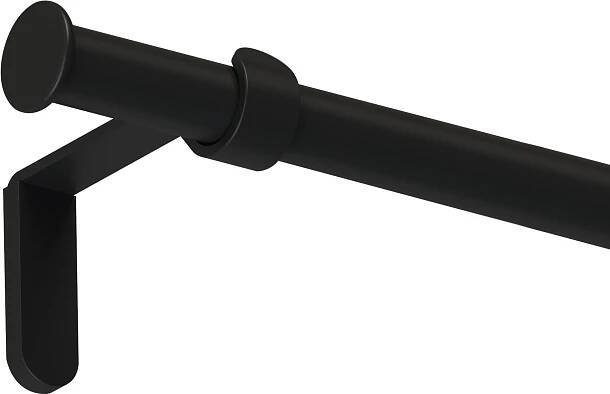 Sada záclonové tyče kovová, kulatá koncovka, černá 160 cm