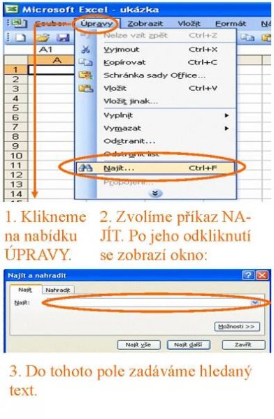 excel Hledání textu nebo čísla