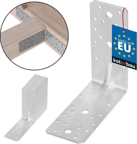 12X VYZTUŽENÝ ÚHELNÍK 150x150x65MM TESAŘSKÝ MONTÁŽNÍ SPOJOVACÍ PRVEK NA DŘEVO