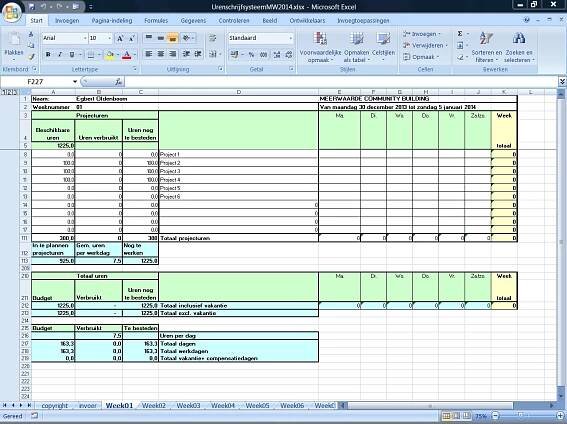 Hour Registration Excel | Gekko