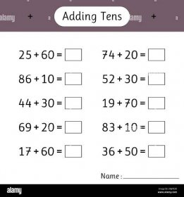 Adding Tens. Math worksheets for kids. School education. Development of ...