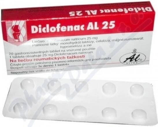 DICLOFENAC AL POR 25MG TBL ENT 100