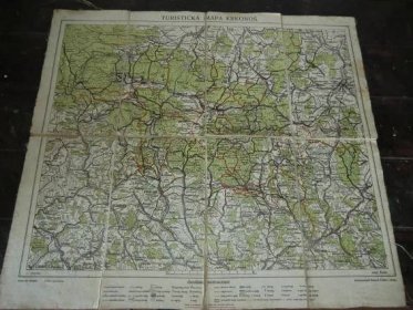 Stará turistická mapa Krkonoš. Krkonoše.