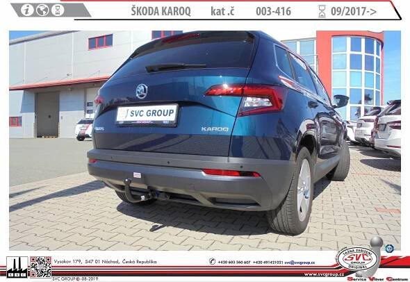 Tažné zařízení Vertikální Automat pro Škoda Karoq 09/2017->07/2023 (NU7