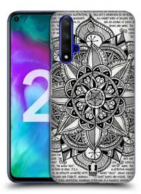 Pouzdro na mobil Honor 20 - HEAD CASE - vzor Indie Mandala slunce barevná ČERNÁ A BÍLÁ MAPA