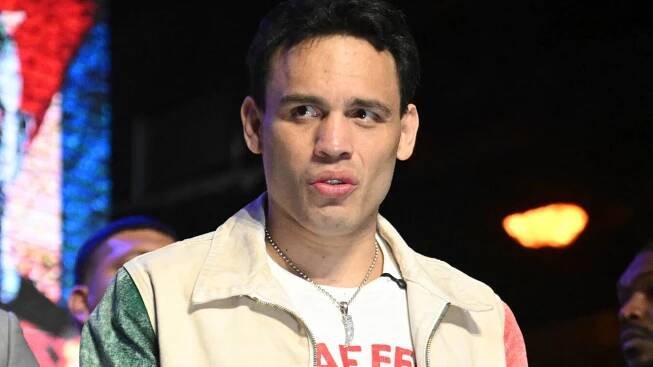 Julio Cesar Chavez Jr., Mexico's former world champion, during a boxing news conference at the Avalon Hollywood Theatre in Los Angeles, Wednesday, May 14, 2025. (Kirby Lee via AP)
