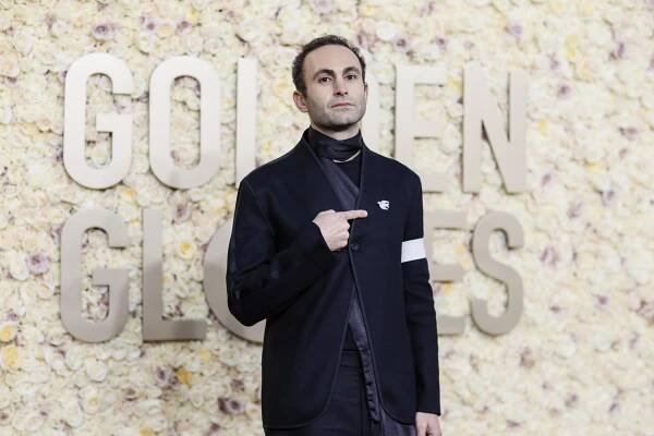 Khalid Abdalla attends the 81st Golden Globe Awards held at the Beverly Hilton 