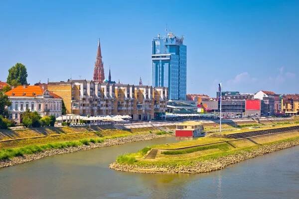 Osijek at the Drava River and border with Hungary