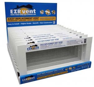 EZRvent FV100 replacement foundation and garage vent as seen in store display case