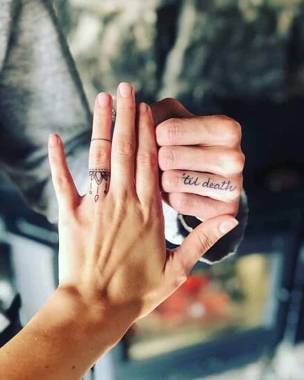 Meaningful Words 1 | Wedding ring finger tattoos, Ring tattoo designs, Wedding finger tattoos