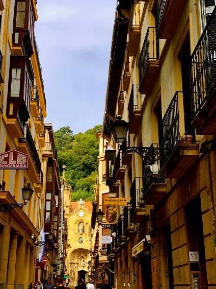 San Sebastian-Saint Mary del Coro at End of Street