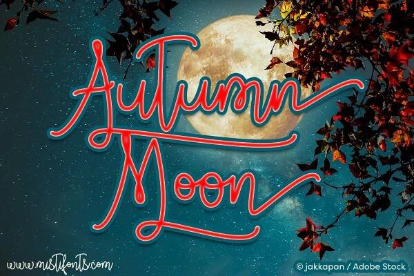 Autumn Moon by Misti's Fonts. Image credit: © jakkapan / Adobe Stock