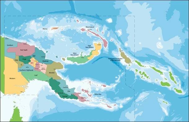 Mapa Papuy-Nové Guineje — Ilustrace