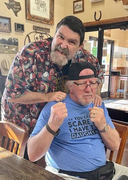 Mick Foley and Terry Funk during a BBQ meet-up in 2022. 