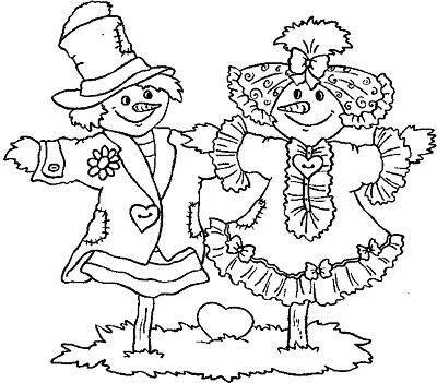 two clowns dressed in costumes and hats, one is holding a heart while the other has