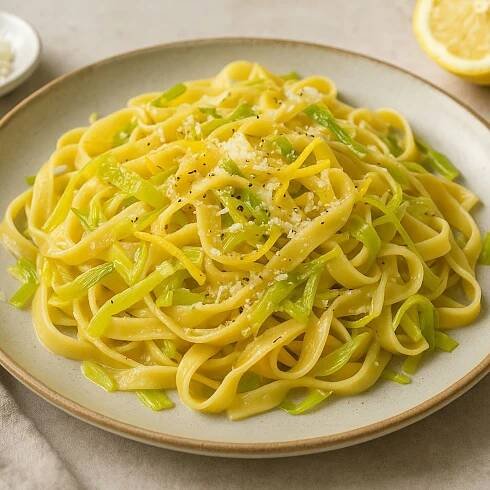 Tagliatelle mit Lauch und Zitrone – Cremige Frühlingspasta