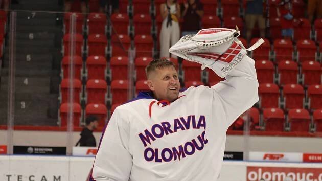 Hokejová příprava HC Olomouc - GKS Tychy. Branislav Konrád se po první třetině rozloučil s fanoušky