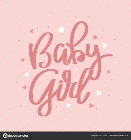 Baby Girl Calligraphic Inscription Quote Phrase Greeting Card Poster Typographic Stock Vector by ©Vania7Tania 659279606