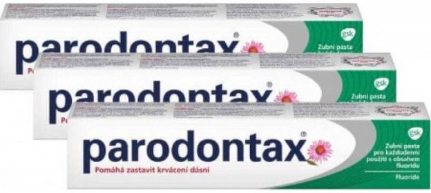Parodontax Zubní pasta proti krvácení dásní Fluoride Tripack 3 x 75 ml - DrogerieShop.cz