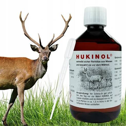 ORIGINÁLNÍ odpuzovač HUKINOL pro divočáky 500 ml srnky, jeleny + PIPETA