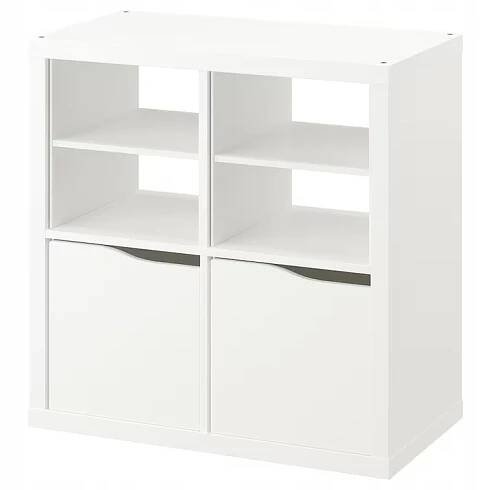 IKEA KALLAX Regál se 2 vložkami s policí/vlnou, bílý, 77 x 77 cm