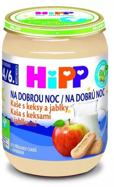 HiPP BIO Kaša na dobrú noc s keksami a jablkami od uk. 4. mesiaca 1×190 g, kaša pre deti