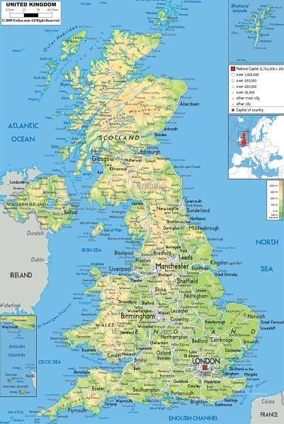 Mapa Anglie (Velké Británie) – Online & podrobná (.PDF)🗺️