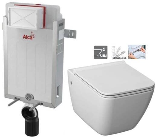 ALCADRAIN Renovmodul - předstěnový instalační systém bez tlačítka + WC JIKA PURE + SEDÁTKO SLOWCLOSE AM115/1000 X PU2