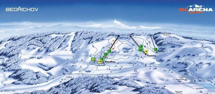 Bedřichov - mapa sjezdovek