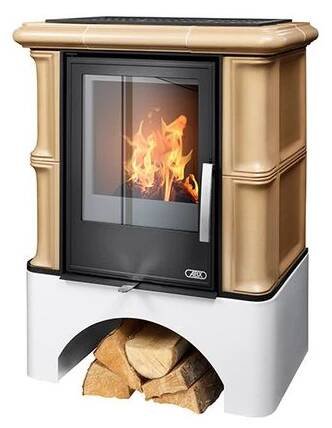 Kamna kachlová ABX Bavaria K I., naturbraun-hnědá, bílý sokl, 7kW