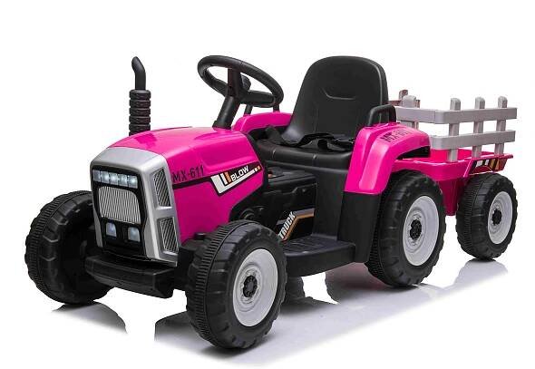 Elektrický traktor MX-611 s vlečkou, růžový