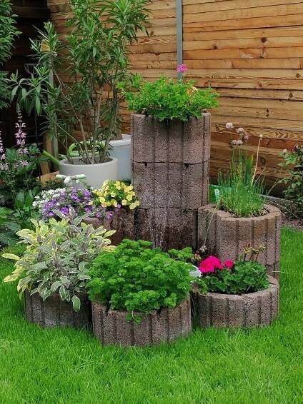 Garten mit vielfältigen Blumen und Pflanzen