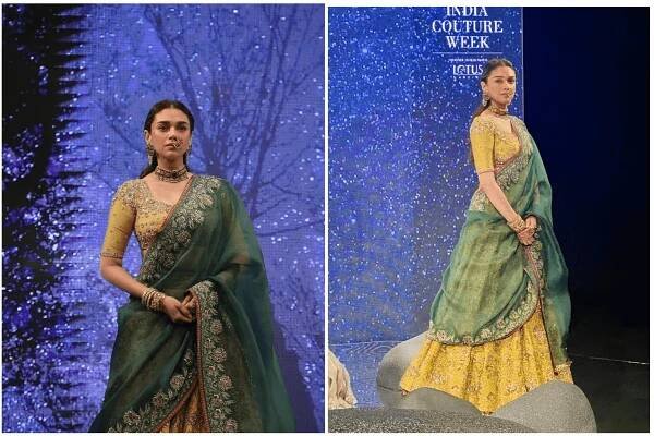 Aditi Rao Hydari Mesmerizes in a Gold Silk Lehenga, Embracing Old-School Glamour