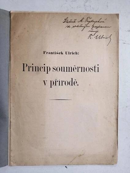 Princip souměrnosti v přírodě  František Ulrich - podpis autora  - Odborné knihy