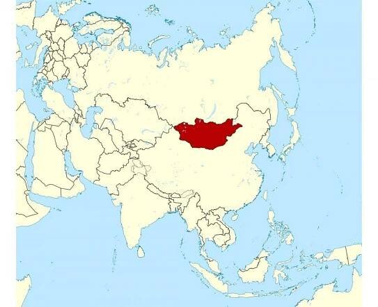 umístění Mongolsko v mapě světa