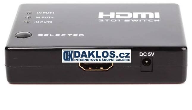 HDMI slučovač / přepínač s dálkovým ovladačem - 3 porty - HDTV - 1080p s externím přijímačem