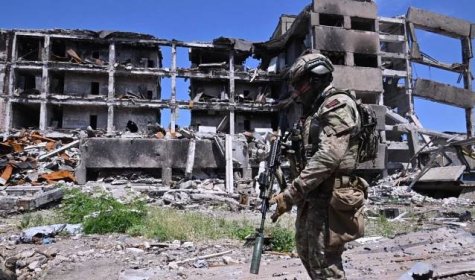 Russian solder in destroyed Mariupol Ukraine invasion