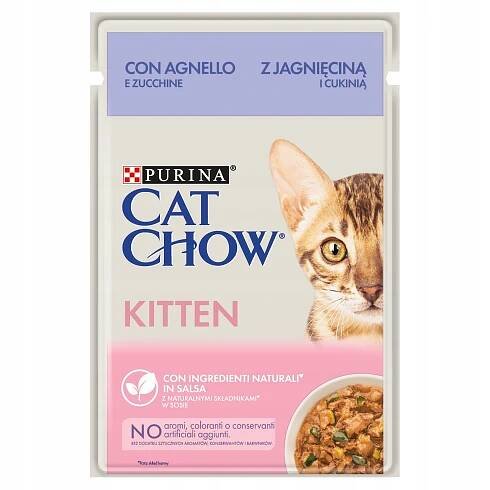 Purina Cat Chow Kitten s jehněčím masem a cuketou v omáčce 85 g