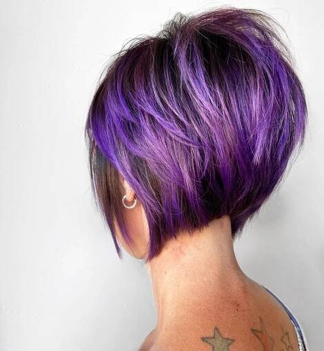 Vivid Violet Layered Pixie Bob