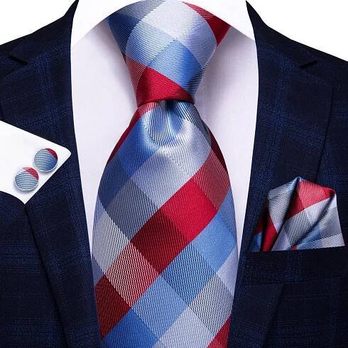 Hi-Tie Nová módní pánská kravata Business kravata Hanky Manžetové knoflíčky Kravata Set