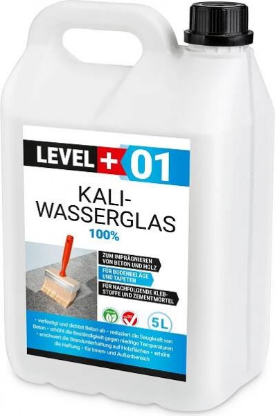 Draselné vodní sklo Neředěné 100% 5L Hydroizolace Těsnění Ochrana dřeva LEVEL+01