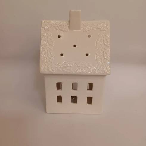 Keramický domeček, 10,6 x 8,7 x 16,8 cm, teple bílá, 2xLR44 | DECOLED