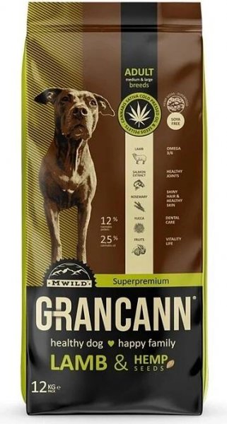 Grancann Lamb & Hemp seeds Adult Medium & Large breeds 12 kg