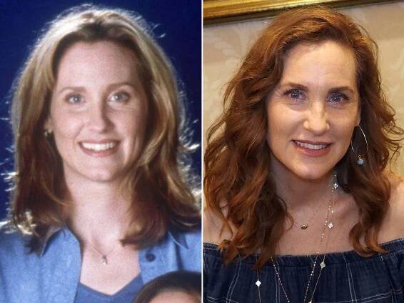 Judith Hoag in 'Halloweentown' in 1998. ; Judith Hoag at Classic Rewind Weekend in 2022.