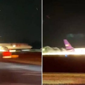 FedEx plane crash lands and veers off runway after landing gear failure